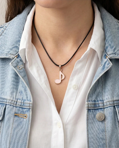 Silver and Pink Eighth Note Necklace