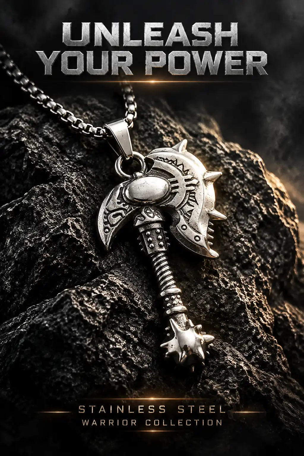 Battle Axe War Hammer Pendant Box Chain