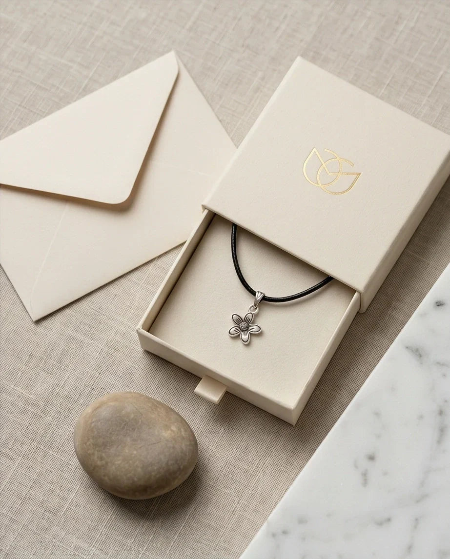 Silver Retro Five-Petal Blossom Necklace