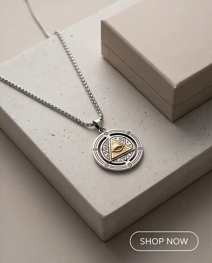 Eye of Providence Gold Pyramid Occult Pendant Box Chain