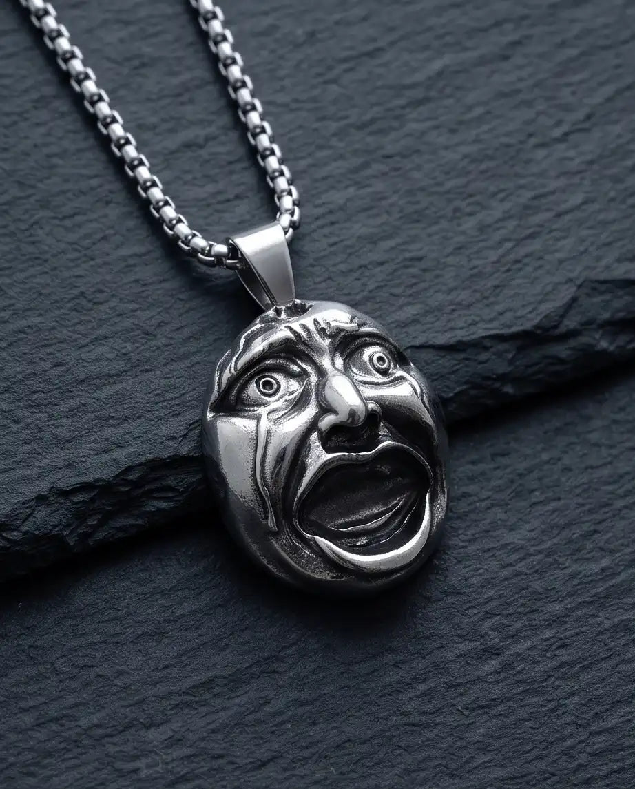Gothic Crying Drama Mask Pendant Box Chain