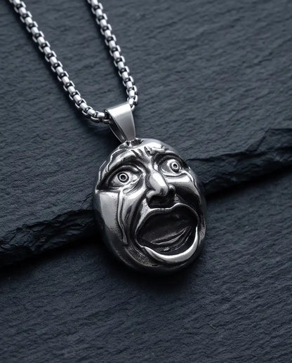Gothic Crying Drama Mask Pendant Box Chain