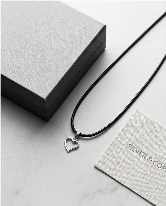 Silver Polished Open Heart Necklace