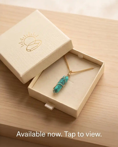 Wire-Wrapped Turquoise Howlite Crystal Point Pendant Box Chain