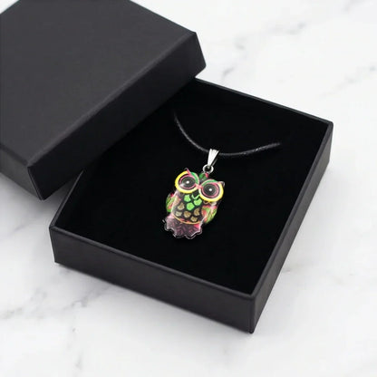 Neon Cyberpunk Owl Totem Pendant Necklace