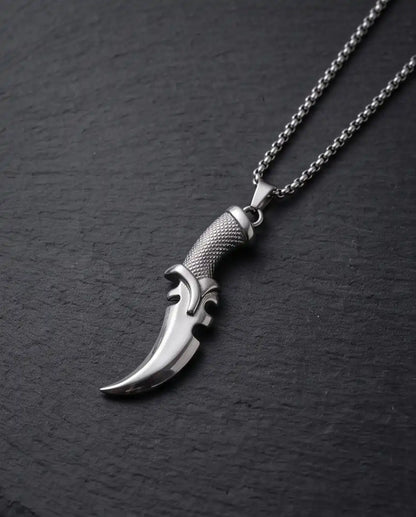 Curved Tactical Dagger Knife Pendant Box Chain