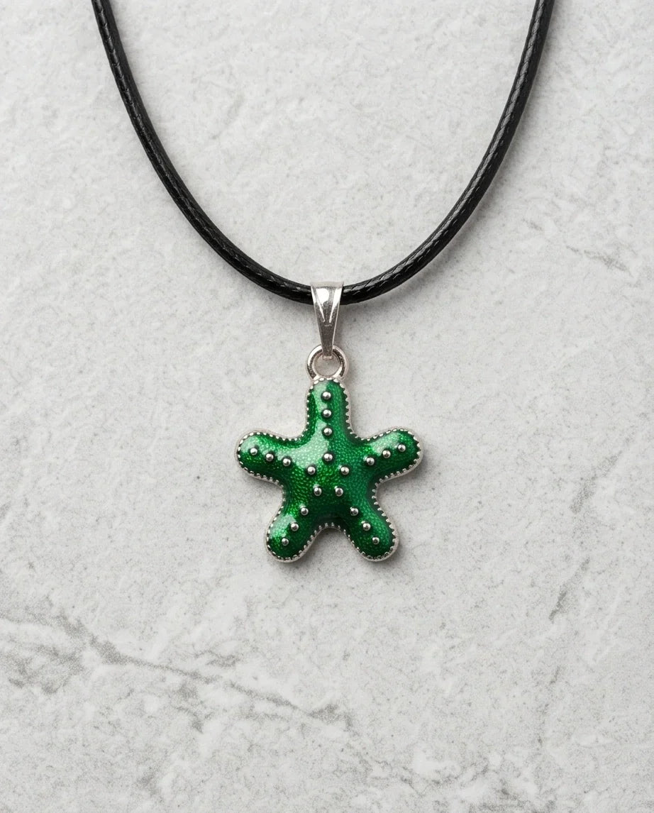 Gold and Green Starfish Pendant Necklace