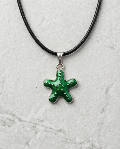 Gold and Green Starfish Pendant Necklace