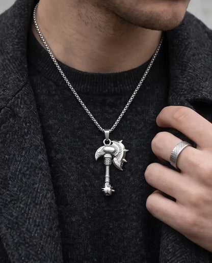 Battle Axe War Hammer Pendant Box Chain
