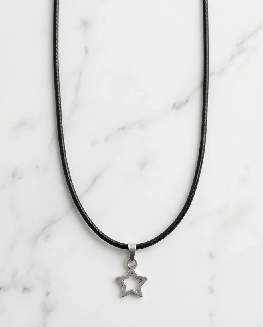 Silver Open Star Pendant Necklace