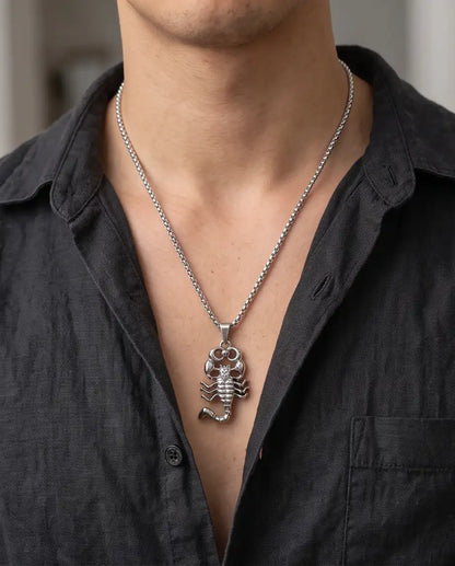 Iced Scorpio Pendant Silver Box Chain Necklace