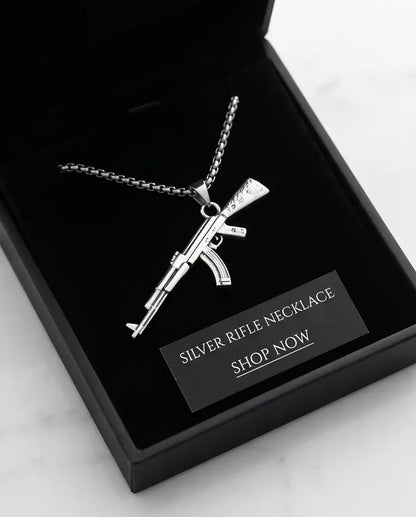 Micro-Pavé CZ Stock Assault Rifle Weapon Pendant Box Chain