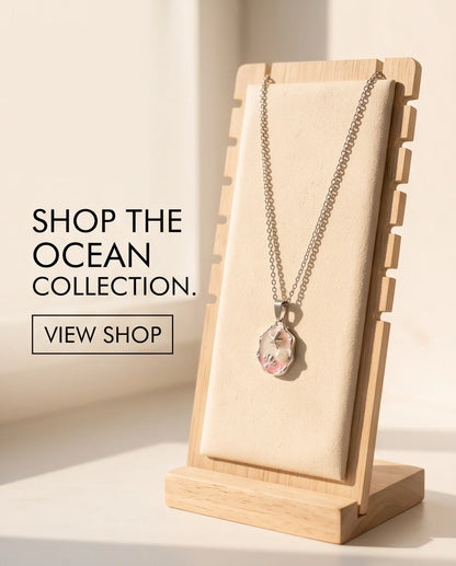 Silver Pink Seashell Starfish Pearl Enamel Medallion Chain Necklace