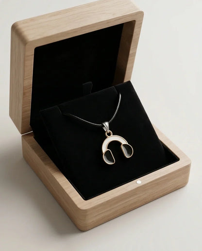 Gold and Black Headphones Necklace