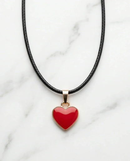 Gold and Red Classic Heart Necklace