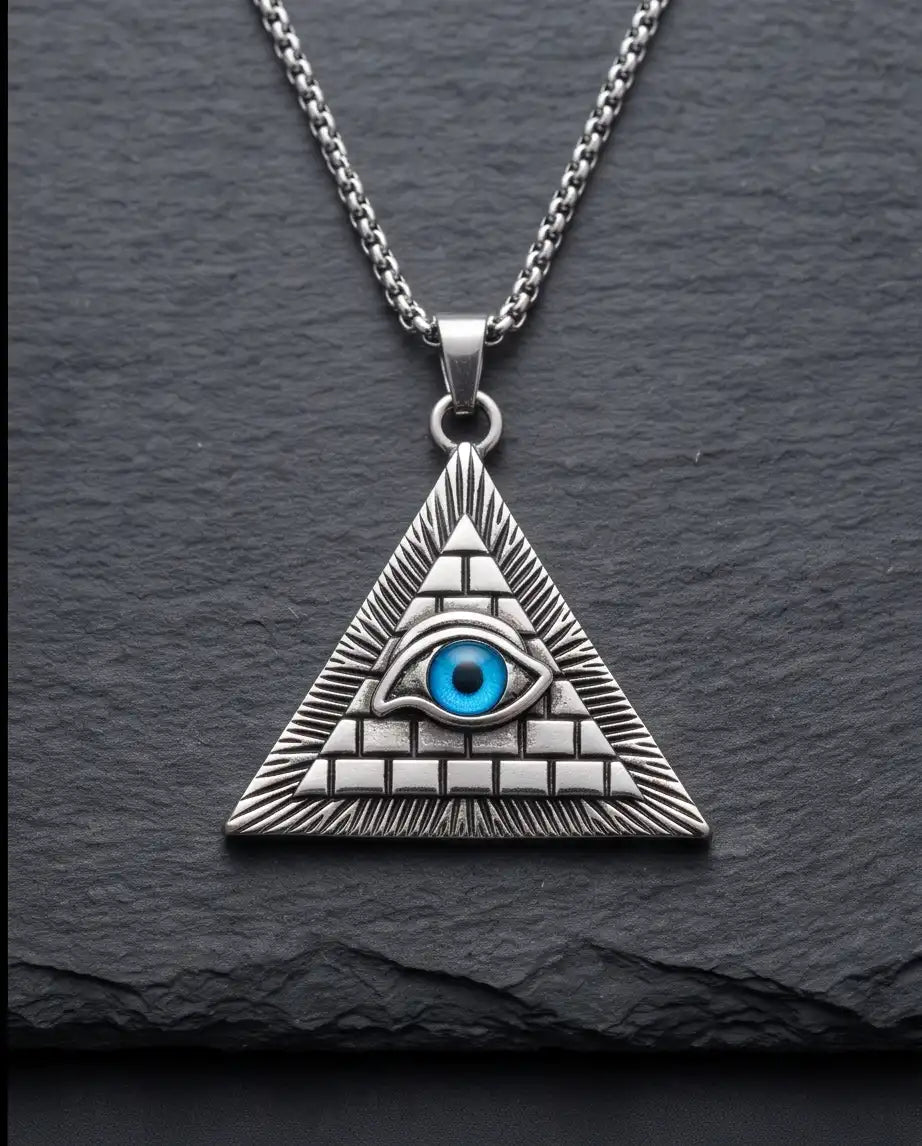 All-Seeing Eye Pyramid Pendant Box Chain