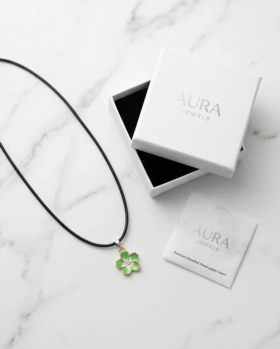 Gold and Light Green Blossom Necklace