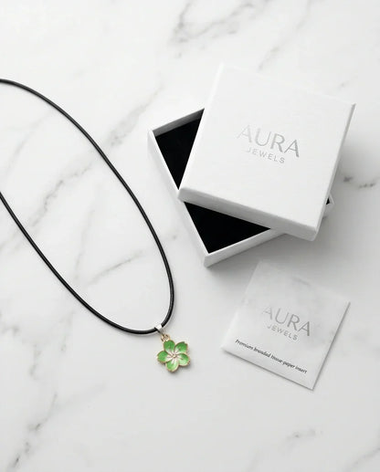 Gold and Light Green Blossom Necklace