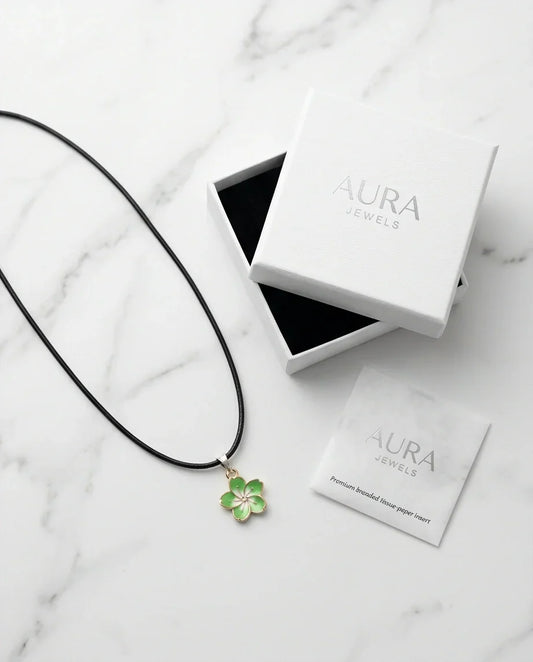Gold and Light Green Blossom Necklace