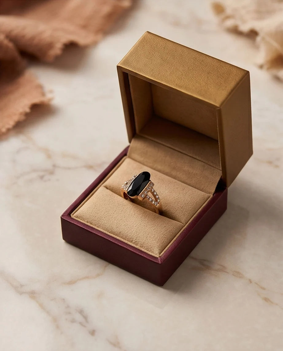 Gold Marquise Onyx Vintage Ring