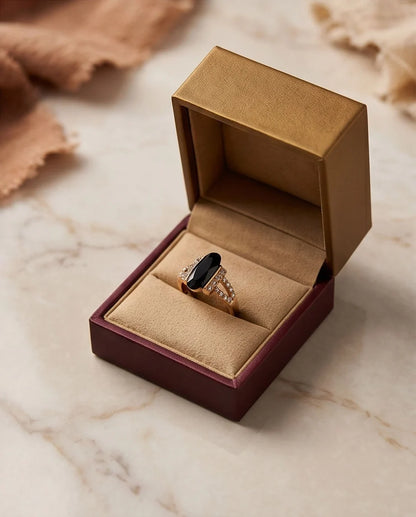 Gold Marquise Onyx Vintage Ring