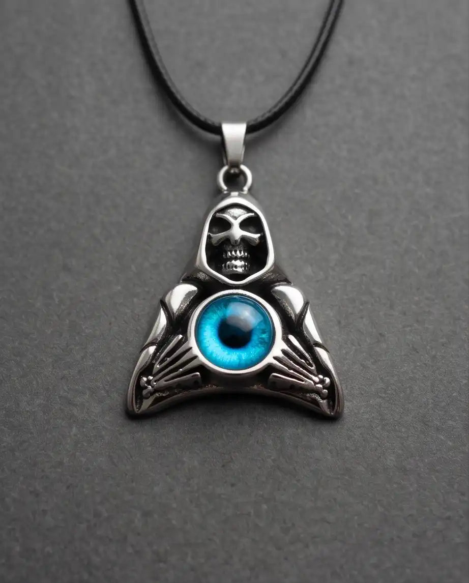 Blue Eye Hooded Reaper Pendant Box Chain