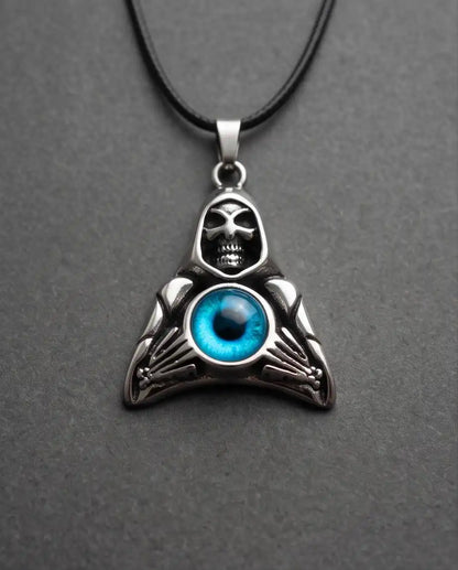Blue Eye Hooded Reaper Pendant Box Chain