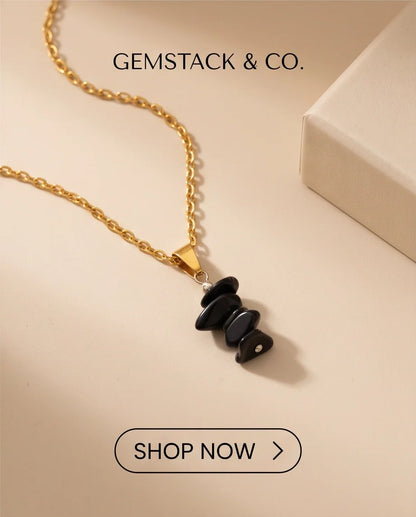 Silver Stacked Raw Black Obsidian Chip Stone Pendant Necklace