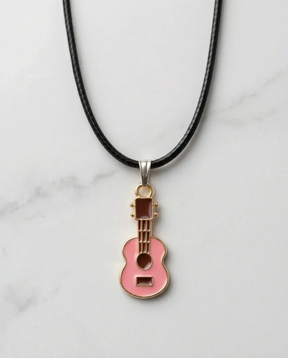 Gold and Pink Acoustic Guitar Necklace